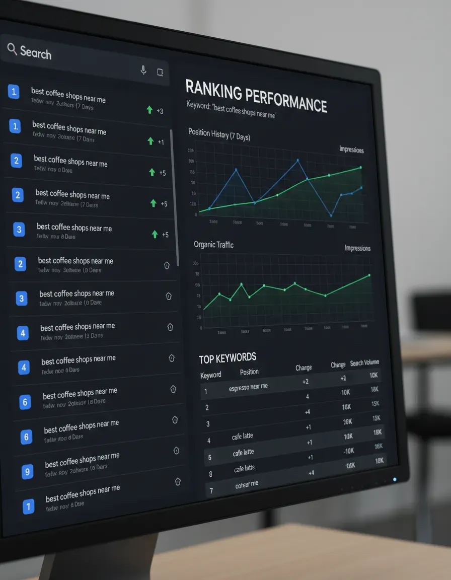 Top placeringer i Google søgeresultater